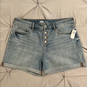 Old Navy Cuffed Jean Shorts Button Fly High Rise Size 12 5” inseam